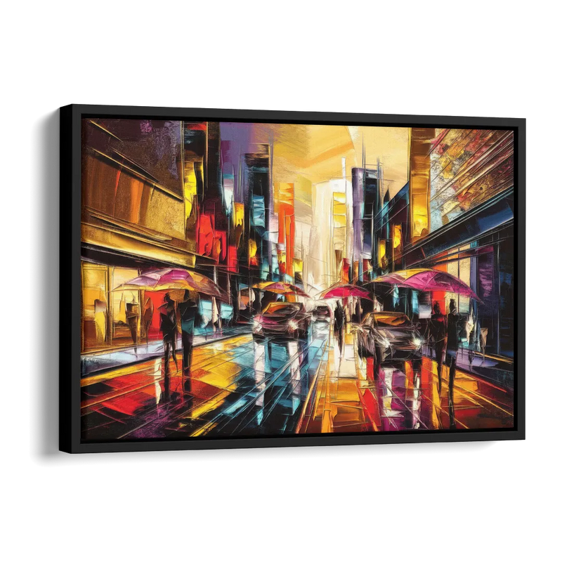 Mobile Vibrant Streets Side - Black Canvas Wall Art