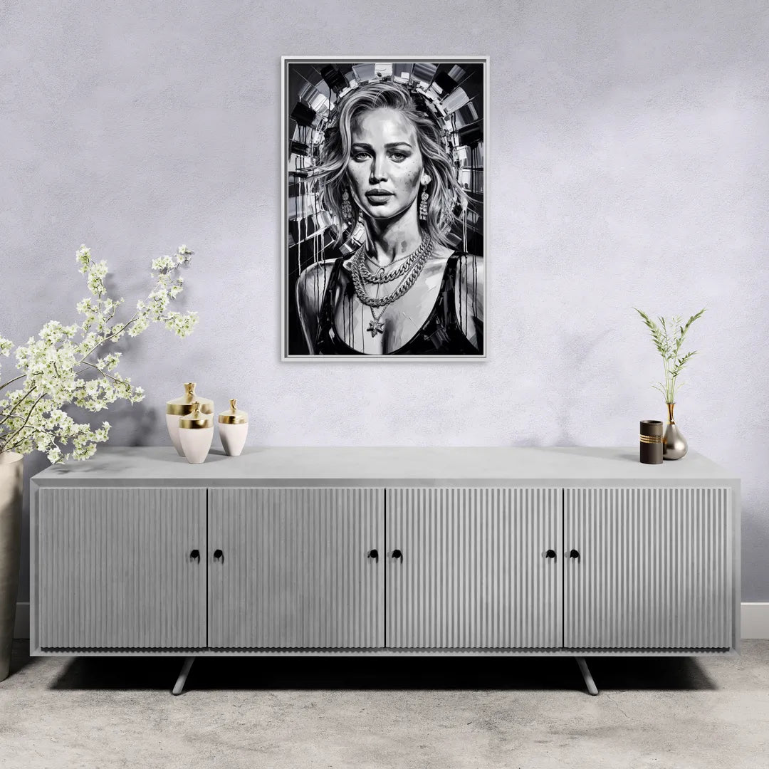 Mocking Flame 3.0 - Living Room White Frame Canvas