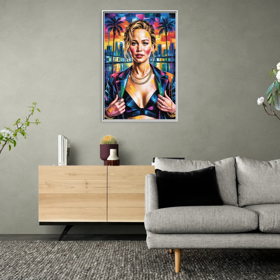 Mocking Flame - Living Room White Frame Canvas