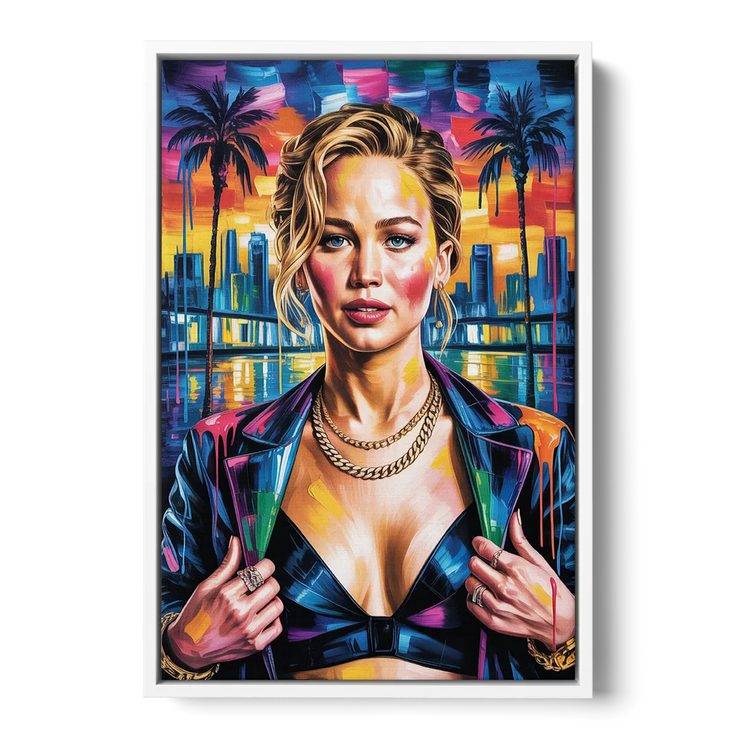 Mocking Flame - White Frame Canvas