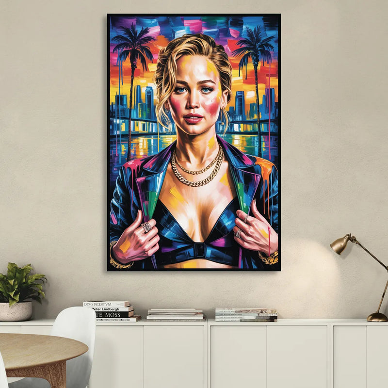 Mocking Flame Living Room - Black Canvas Wall Art