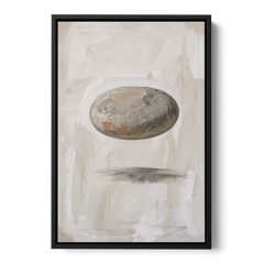 Modern Abstract Canvas Prints with Floating River Stone - Black Framed Canvas Wall Art - Front