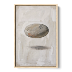 Modern Abstract Canvas Prints with Floating River Stone - Oak Framed Canvas Wall Art - Front