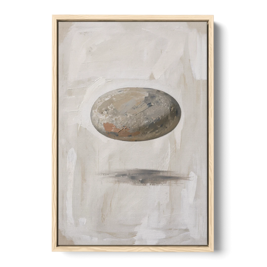 Modern Abstract Canvas Prints with Floating River Stone - Oak Framed Canvas Wall Art - Front