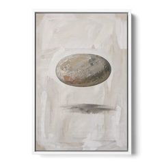Modern Abstract Canvas Prints with Floating River Stone - White Framed Canvas Wall Art - Front