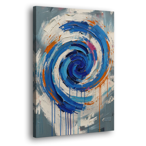 Modern Abstract Canvas Wall Art of a Cobalt Whirlpool - Canvas Wall Art - Side