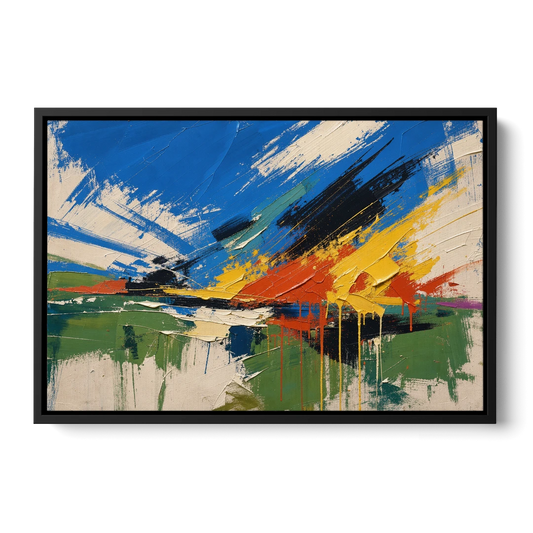 Modern Abstract High Summer Burst - Black Framed Canvas Wall Art - Front