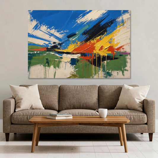 Modern Abstract High Summer Burst - Canvas Wall Art - Sofa - 60x40