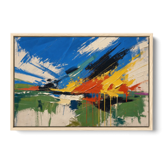 Modern Abstract High Summer Burst - Oak Framed Canvas Wall Art - Front