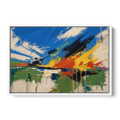 Modern Abstract High Summer Burst - White Framed Canvas Wall Art - Front