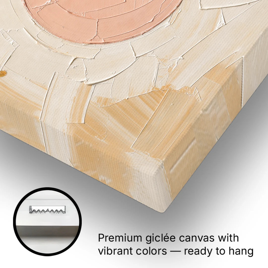 Modern Abstract Overlapping Peach and Plum Discs - Canvas Wall Art - Gallery Wrap Corner