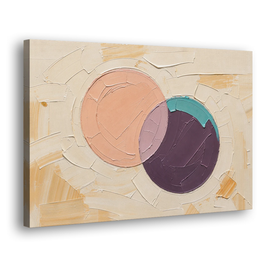 Modern Abstract Overlapping Peach and Plum Discs - Canvas Wall Art - Side