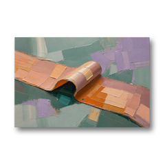 Modern Abstract Painting with Rolling Peach Ribbon - Canvas Wall Art - Front