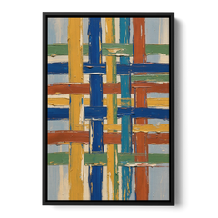 Modern Abstract Woven Color Lattice - Black Framed Canvas Wall Art - Front