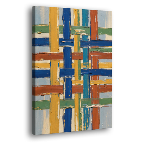 Modern Abstract Woven Color Lattice - Canvas Wall Art - Side