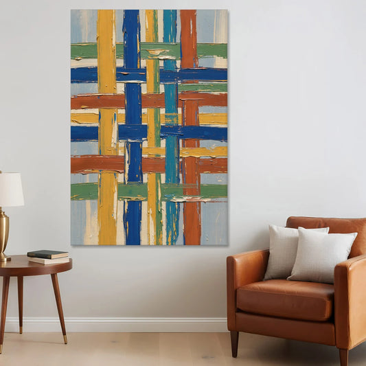 Modern Abstract Woven Color Lattice - Canvas Wall Art - Sofa - 40x60