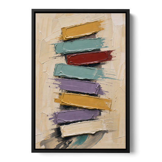 Modern Art Canvas Crimson Keystone Stack - Black Framed Canvas Wall Art - Front