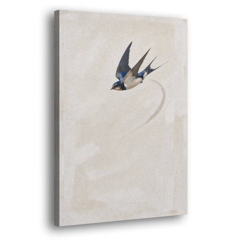 Modern Bird Painting of a Diving Barn Swallow - Canvas Wall Art - Side