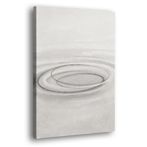 Modern Black White and Grey Abstract Ripple Rings - Canvas Wall Art