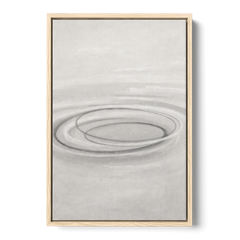 Modern Black White and Grey Abstract Ripple Rings - Oak Framed Canvas Wall Art - Front