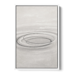 Modern Black White and Grey Abstract Ripple Rings - White Framed Canvas Wall Art - Front