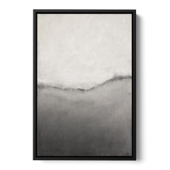 Modern Black and White Abstract Feathered Grey Seam - Black Framed Canvas Wall Art - Front