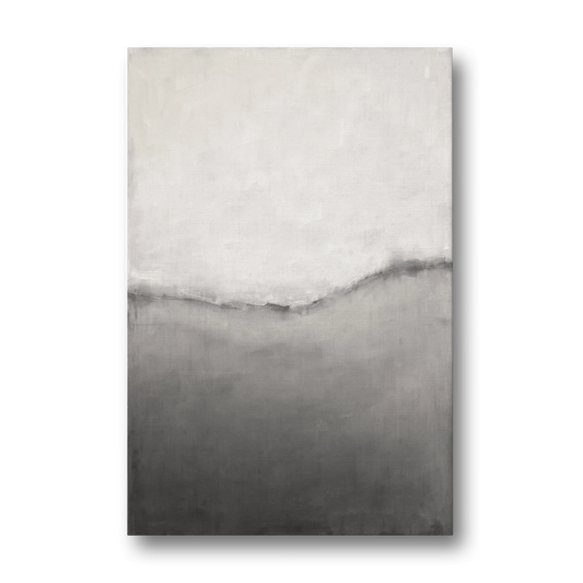 Modern Black and White Abstract Feathered Grey Seam - Canvas Wall Art - Front