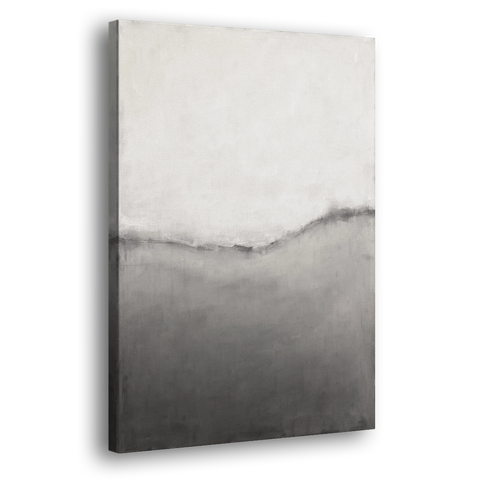 Modern Black and White Abstract Feathered Grey Seam - Canvas Wall Art - Side