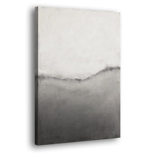 Modern Black and White Abstract Feathered Grey Seam - Canvas Wall Art - Side