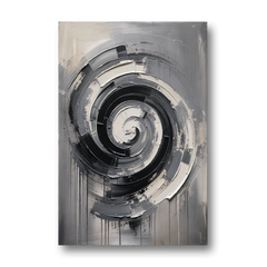 Modern Black and White Inward Spiral - Canvas Wall Art - Front