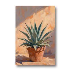 Modern Blue Agave Plant in Afternoon Sun - Canvas Wall Art - Front