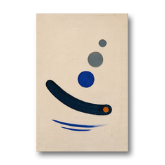 Modern Blue Wall Art with a Navy Boomerang - Canvas Wall Art - Front