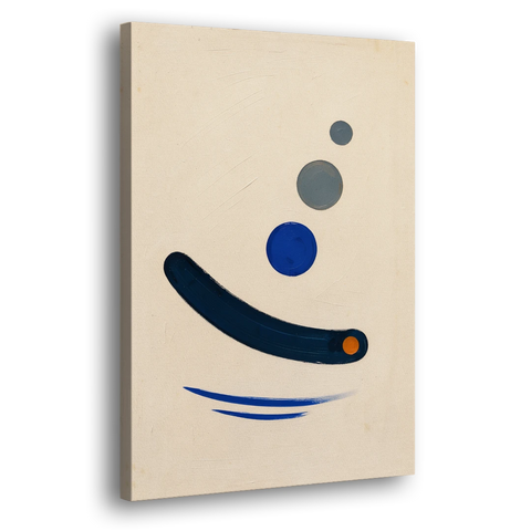 Modern Blue Wall Art with a Navy Boomerang - Canvas Wall Art - Side