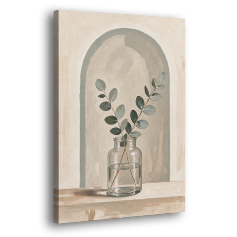 Modern Botanical Prints Eucalyptus Sprig Under an Arch - Canvas Wall Art - Side
