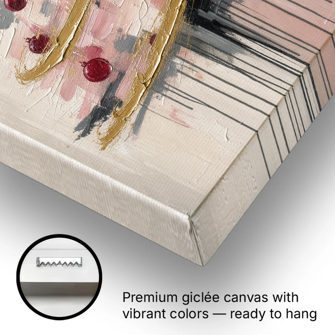 Modern Christmas Tree Painting with Gold Spiral - Canvas Wall Art - Gallery Wrap Corner