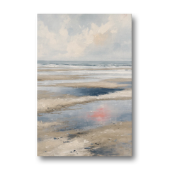 Modern Coastal Low Tide Sky Reflections - Canvas Wall Art - Front
