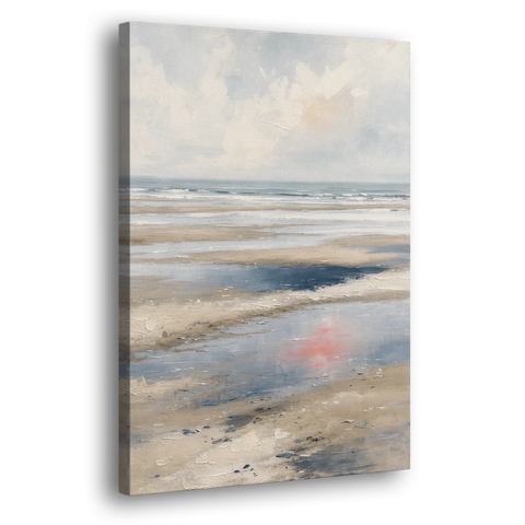 Modern Coastal Low Tide Sky Reflections - Canvas Wall Art - Side