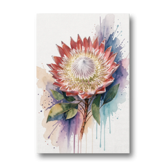 Modern Floral King Protea Crown - Canvas Wall Art - Front