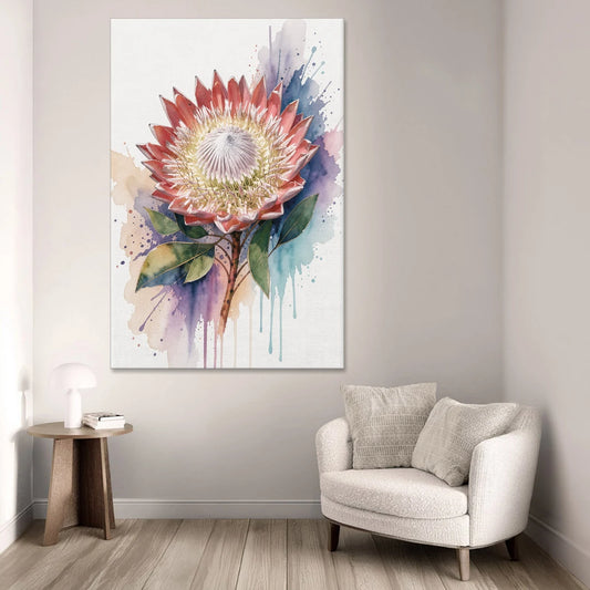 Modern Floral King Protea Crown - Canvas Wall Art - Sofa - 40x60