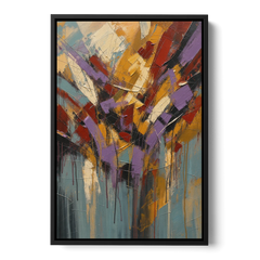 Modern Jewel Tone Abstract Violet Thicket - Black Framed Canvas Wall Art - Front