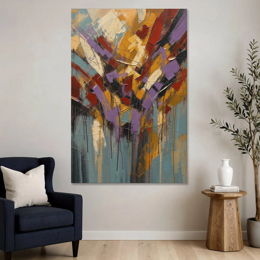 Modern Jewel Tone Abstract Violet Thicket - Canvas Wall Art - Sofa - 40x60