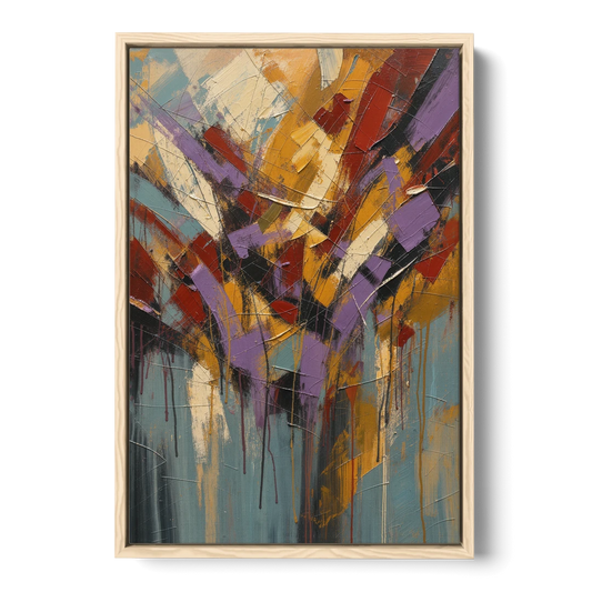 Modern Jewel Tone Abstract Violet Thicket - Oak Framed Canvas Wall Art - Front
