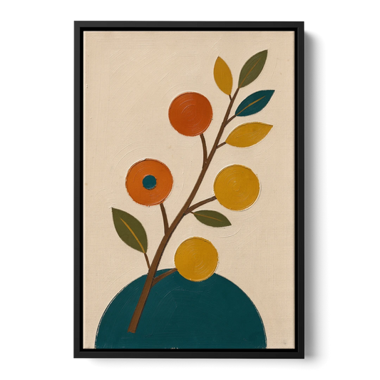 Modern Living Room Wall Art with Blossoming Branch - Black Framed Canvas Wall Art - Front