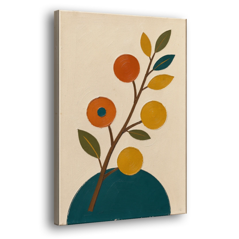 Modern Living Room Wall Art with Blossoming Branch - Canvas Wall Art - Side
