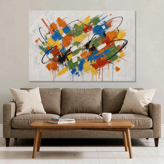 Modern Looping Color Dabs for the Living Room - Canvas Wall Art - Sofa - 60x40
