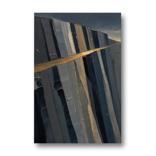 Modern Masculine Charcoal Gray Cliff with Ochre Ledge - Canvas Wall Art - Front