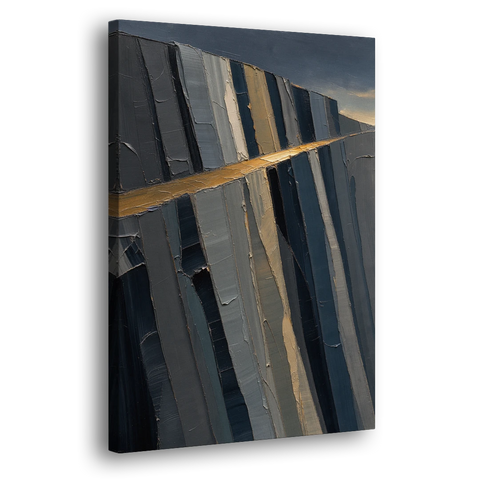 Modern Masculine Charcoal Gray Cliff with Ochre Ledge - Canvas Wall Art - Side
