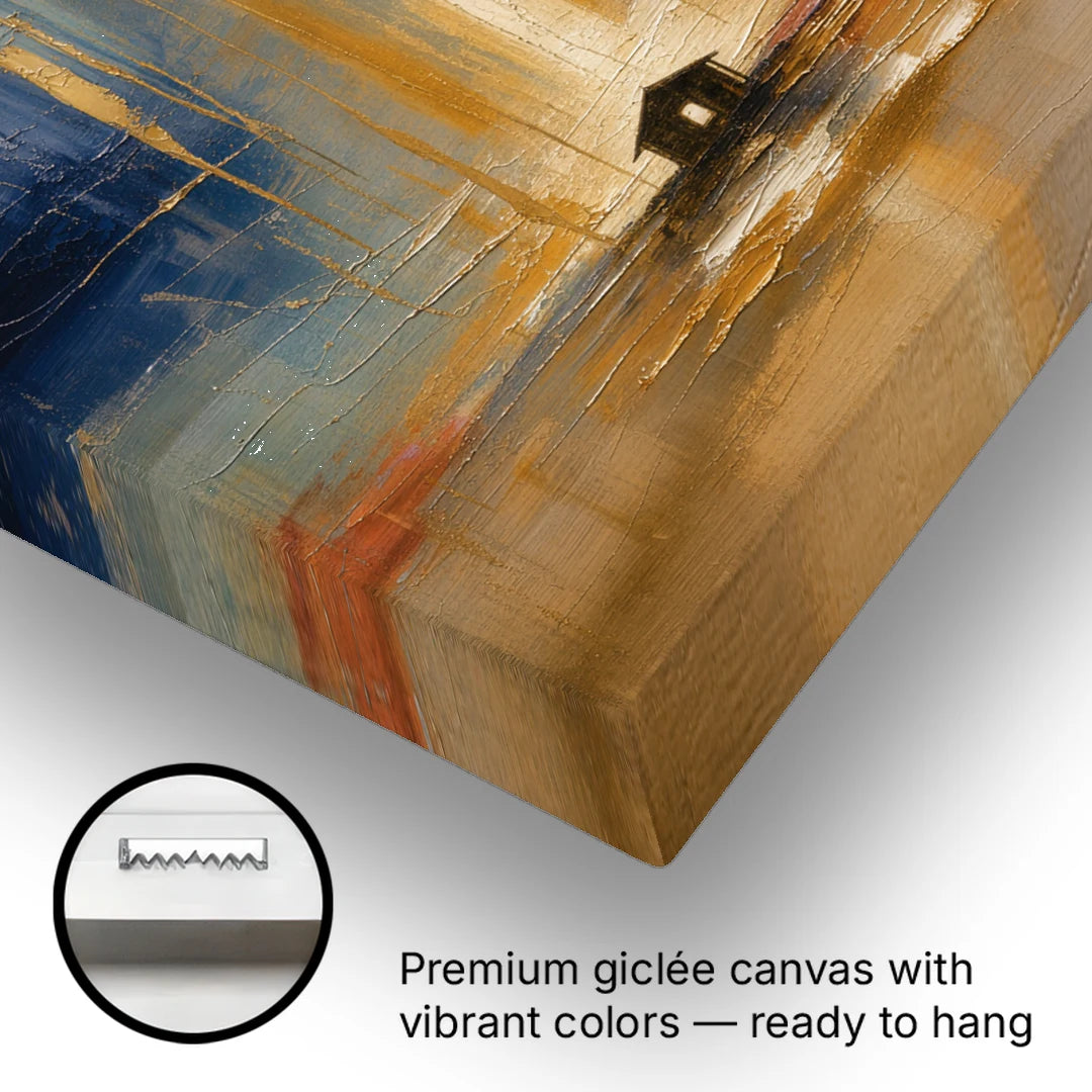 Modern Nativity Painting with Falling Gold Light - Canvas Wall Art - Gallery Wrap Corner