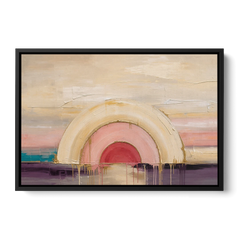 Modern Neutral Nested Blush Arches - Black Framed Canvas Wall Art - Front