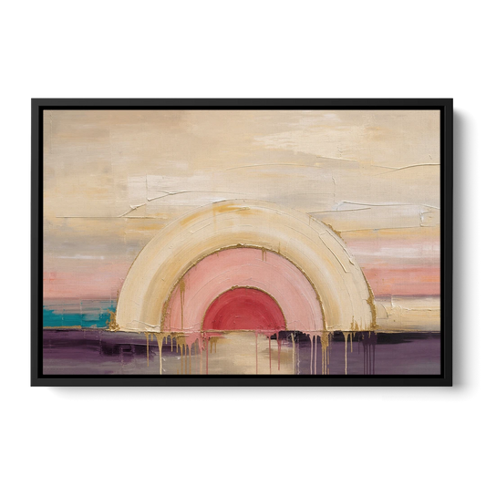 Modern Neutral Nested Blush Arches - Black Framed Canvas Wall Art - Front